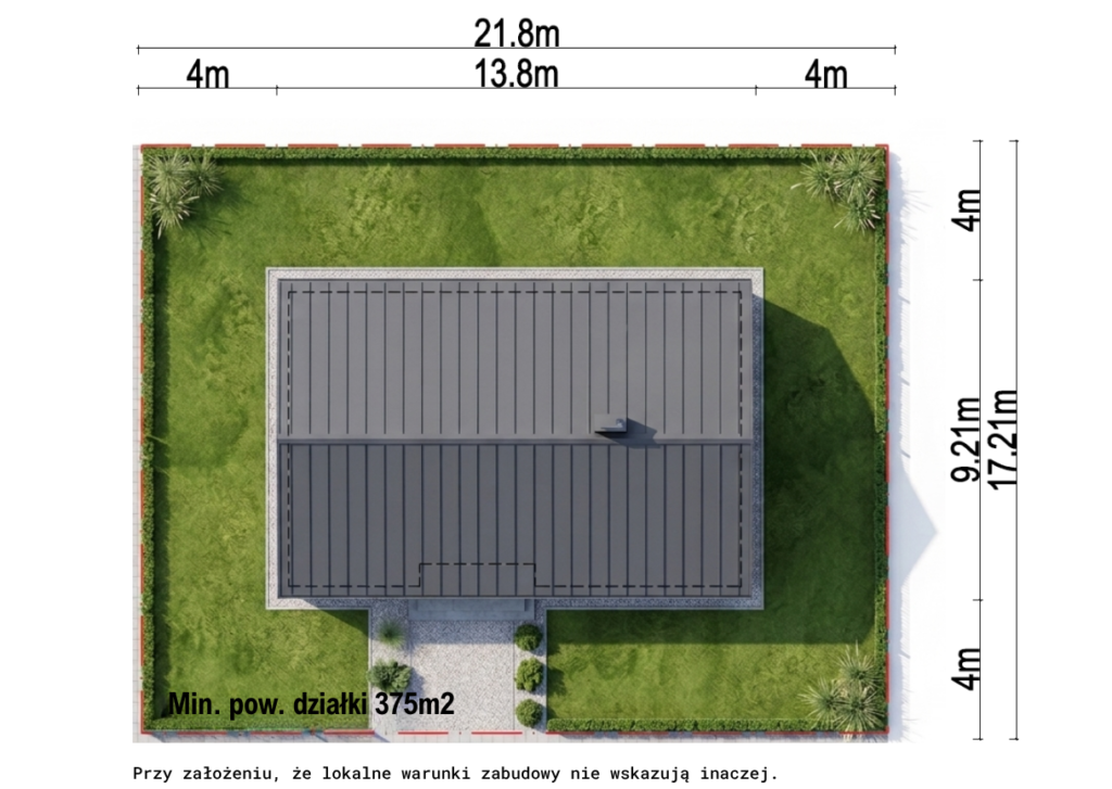 min wymiary działki 107m2